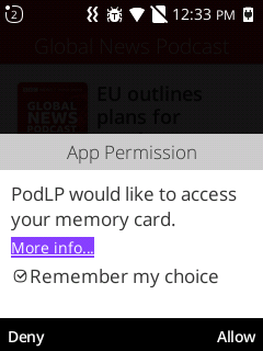KaiOS Permission Request Dialog